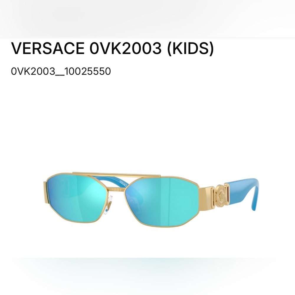 Versace Gold Frame Sunglasses with Aqua Blue Lenses 0VK2003